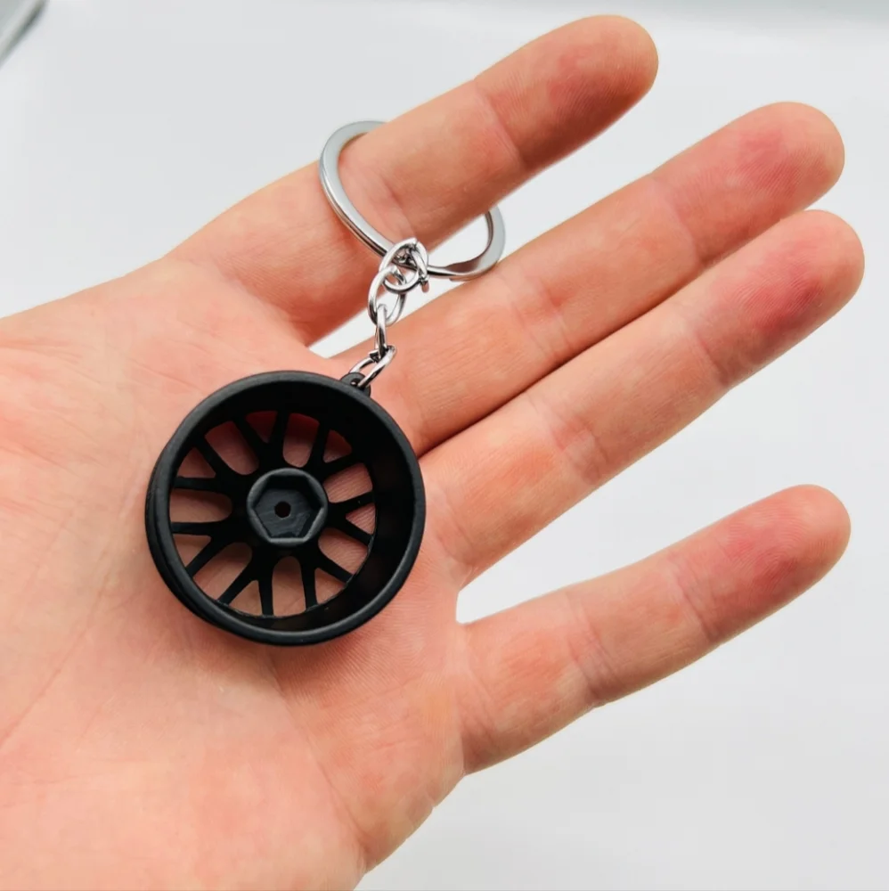 Black Alloy‎ Wheel Keychain Stainless Steel Car Rim Keyring, Car Part Key Holder